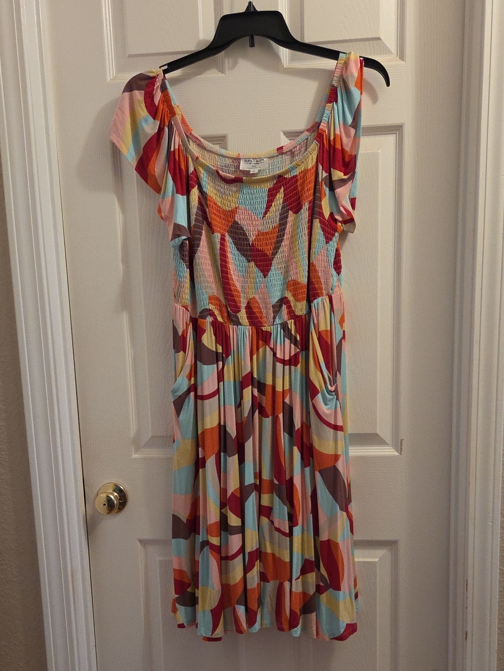 torrid Multicolor Abstract Midi Dress in Coral, Aqua & Rust
